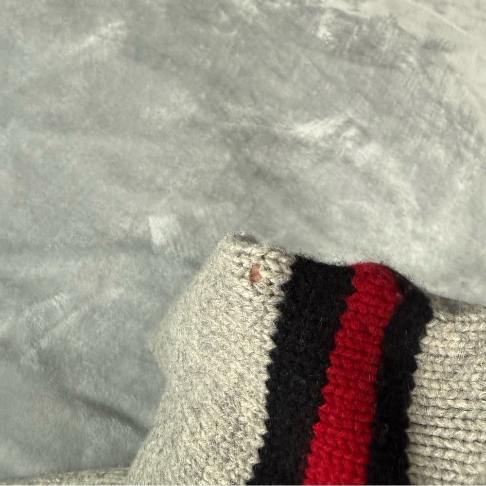 Vintage GAP Mock Neck Henley Sweater Mens M Lambswool Striped Knit Gray - Picture 3 of 11